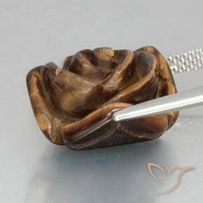 Tiger's eye naturale marrone da 12,89 ct, taglio fiore, opaco