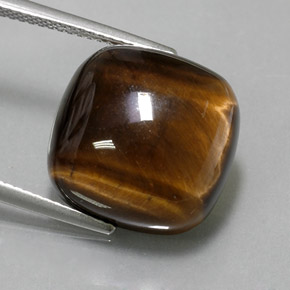 Tiger's eye naturale marrone da 13,79 ct, taglio a cuscino, opaco
