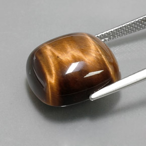 Tiger's eye naturale marrone da 13,79 ct, taglio a cuscino, opaco