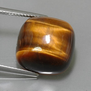 Tiger's eye naturale marrone da 13,02 ct, taglio a cuscino, opaco