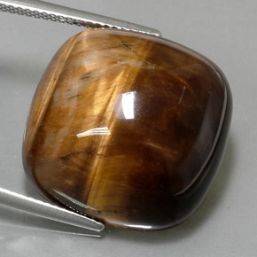 Tiger's eye naturale marrone da 27,19 ct, taglio a cuscino, opaco