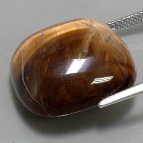 Tiger's eye naturale marrone da 27,19 ct, taglio a cuscino, opaco