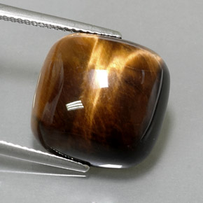 Tiger's eye naturale marrone da 13,38 ct, taglio a cuscino, opaco