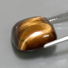 Tiger's eye naturale marrone da 13,38 ct, taglio a cuscino, opaco