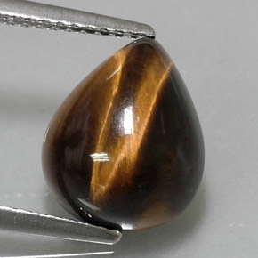 Occhio di tigre Oro Marrone naturale da 4.27 ct, Forma a pera, Opaco