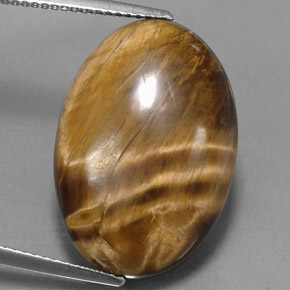 Tiger's eye naturale marrone da 17,34 ct, taglio ovale, opaco