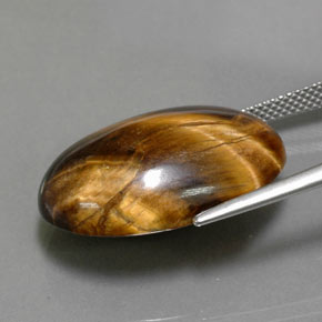 Tiger's eye naturale marrone da 23,72 ct, taglio ovale, opaco