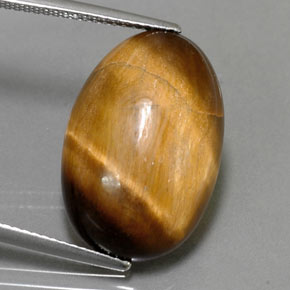 Tiger's eye naturale marrone da 13,32 ct, taglio ovale, opaco
