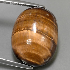 Tiger's eye naturale marrone da 24,80 ct, taglio ovale, opaco