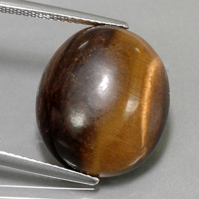 Tiger's eye naturale marrone da 14,18 ct, taglio ovale, opaco