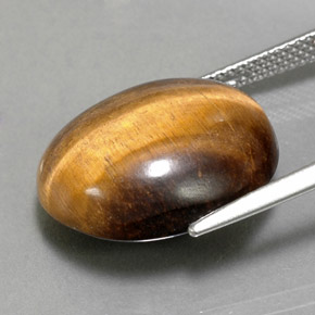 Tiger's eye naturale marrone da 14,18 ct, taglio ovale, opaco