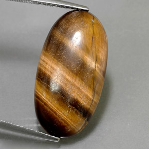 Tiger's eye naturale marrone da 11,79 ct, taglio ovale, opaco