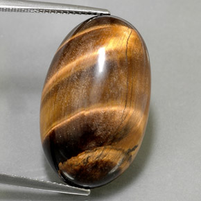 Tiger's eye naturale marrone da 26,13 ct, taglio ovale, opaco