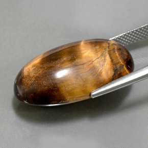 Tiger's eye naturale marrone da 26,13 ct, taglio ovale, opaco