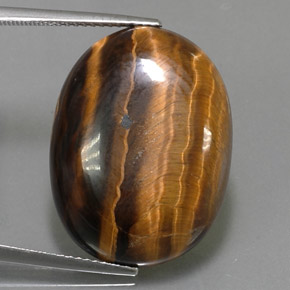 Tiger's eye naturale marrone da 25,04 ct, taglio ovale, opaco