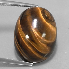 Tiger's eye naturale marrone da 15,36 ct, taglio ovale, opaco