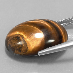 Tiger's eye naturale marrone da 15,36 ct, taglio ovale, opaco