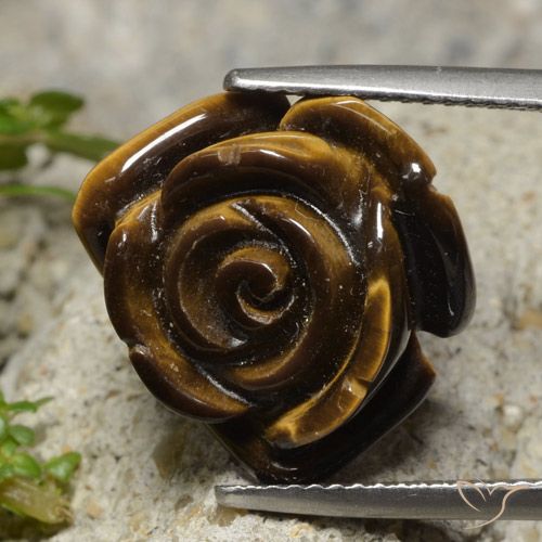12.98ct Naturale Marrone caldo Occhio di tigre, Taglio a fiore, Opaco