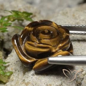 Occhio di tigre Marrone caldo naturale da 12.98 ct, Taglio a fiore, Opaco