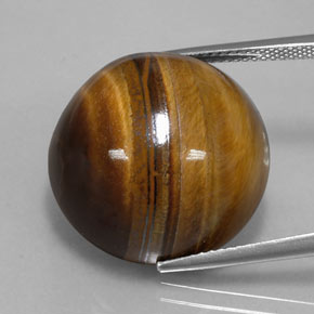 Tiger's eye naturale marrone da 35,03 ct, taglio rotondo, opaco