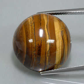 Tiger's eye naturale marrone da 38,37 ct, taglio rotondo, opaco