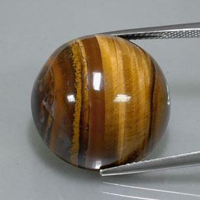 Tiger's eye naturale marrone da 37,12 ct, taglio rotondo, opaco