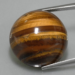 Tiger's eye naturale marrone da 36,33 ct, taglio rotondo, opaco