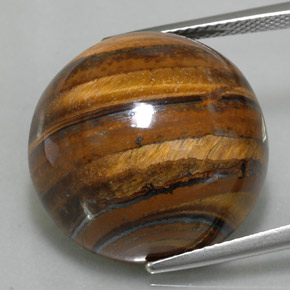 Tiger's eye naturale marrone da 39,11 ct, taglio rotondo, opaco