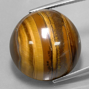 Tiger's eye naturale marrone da 37,72 ct, taglio rotondo, opaco