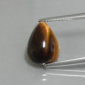 Tiger's eye naturale marrone da 5,67 ct, taglio a pera, opaco