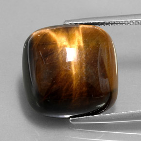 Tiger's eye naturale marrone da 13,38 ct, taglio a cuscino, opaco