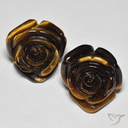 Tiger's eye naturale marrone da 25,60 ct, taglio fiore, opaco