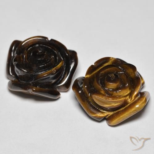 Tiger's eye naturale marrone da 25,60 ct, taglio fiore, opaco