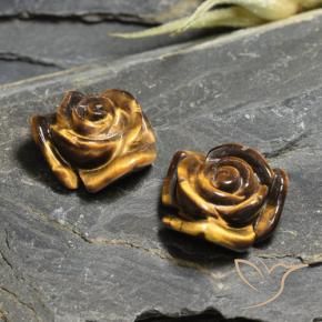 Gemme di Occhio di tigre Marrone medio-chiaro naturale da 24.29 ct, Taglio a fiore, Opaco