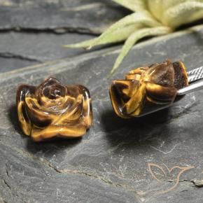Gemme di Occhio di tigre Marrone medio-chiaro naturale da 24.29 ct, Taglio a fiore, Opaco