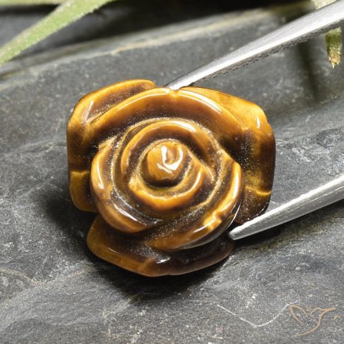 10.93ct Naturale Marrone dorato Occhio di tigre, Taglio a fiore, Opaco