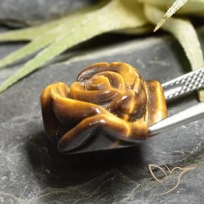 Occhio di tigre Marrone dorato naturale da 10.93 ct, Taglio a fiore, Opaco