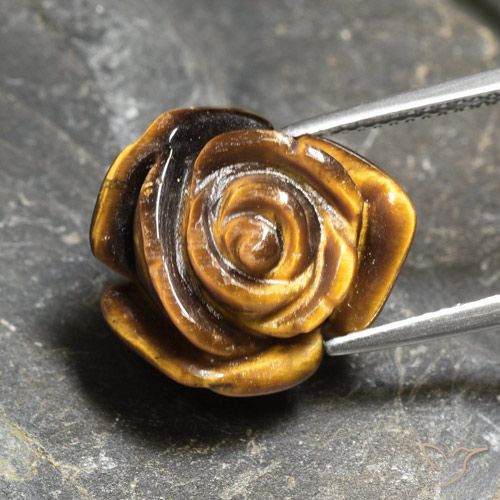 Tiger's eye naturale marrone da 10,21 ct, taglio fiore, opaco