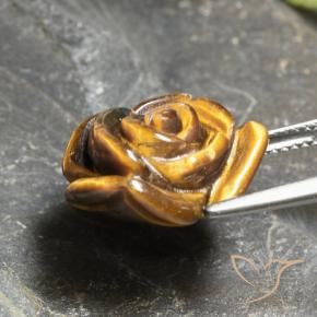 Tiger's eye naturale marrone da 10,21 ct, taglio fiore, opaco