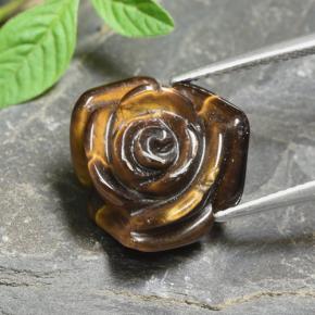 Tiger's eye naturale marrone da 12,56 ct, taglio fiore, opaco