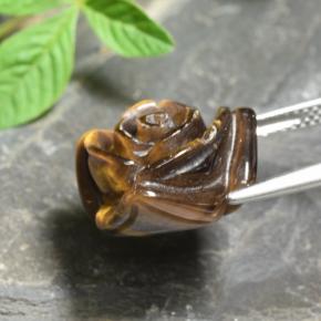 Tiger's eye naturale marrone da 12,56 ct, taglio fiore, opaco