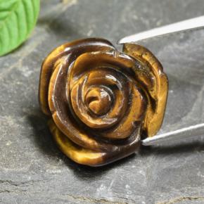 Tiger's eye naturale marrone da 10,74 ct, taglio fiore, opaco