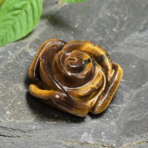 Tiger's eye naturale marrone da 10,74 ct, taglio fiore, opaco