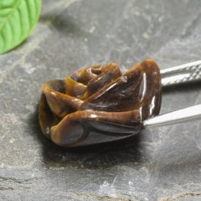 Tiger's eye naturale marrone da 10,74 ct, taglio fiore, opaco