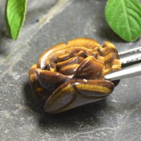 Tiger's eye naturale marrone da 11,12 ct, taglio fiore, opaco