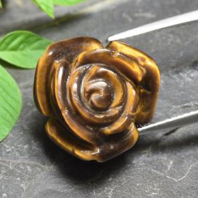 Tiger's eye naturale marrone da 11,92 ct, taglio fiore, opaco