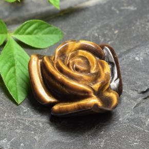 Tiger's eye naturale marrone da 11,92 ct, taglio fiore, opaco