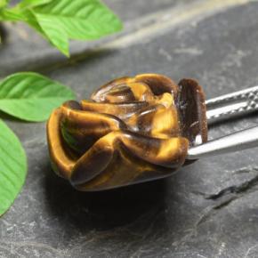Tiger's eye naturale marrone da 11,92 ct, taglio fiore, opaco
