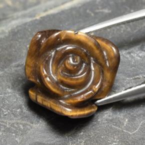 Tiger's eye naturale marrone da 12,09 ct, taglio fiore, opaco