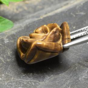 Tiger's eye naturale marrone da 12,09 ct, taglio fiore, opaco